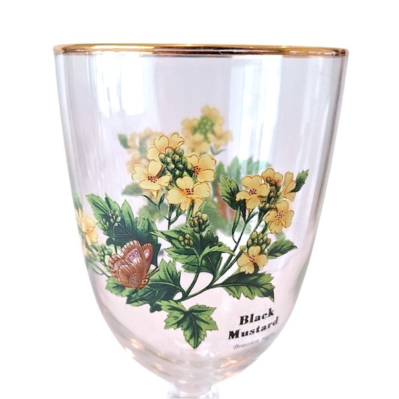 ROYAL WORCESTER Gold Trim Water Goblet ‘Worcester Herbs - BLACK MUSTARD’- 7" - Picture 4 of 7